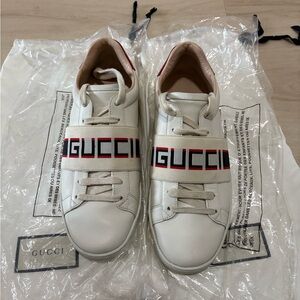 Gucci Stripe Leather Sneaker 'White Red Black'